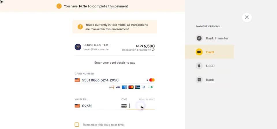 HTT Schools: card details — the screen at this step