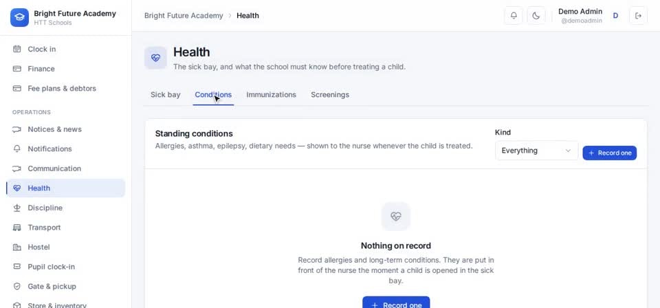 HTT Schools: what the school must know — the screen at this step