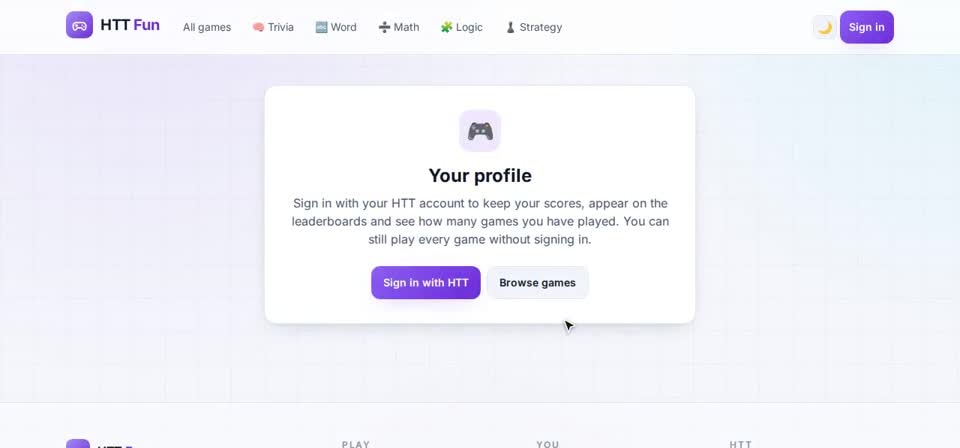 HTT Fun: your profile — the screen at this step