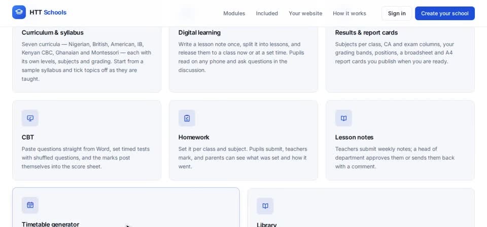 HTT Schools: teaching and results — the screen at this step