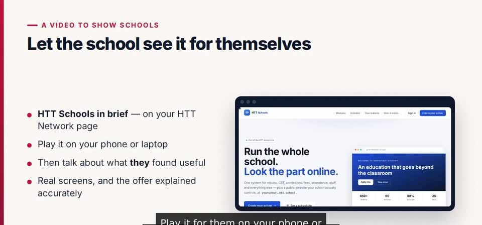 HTT Network: the school video — the screen at this step