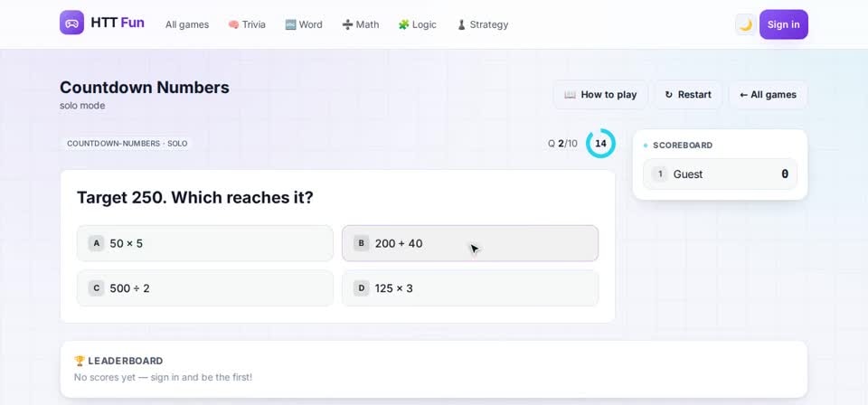 HTT Fun: answer — the screen at this step