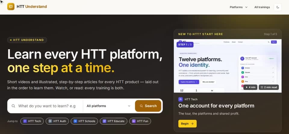 HTT Understand: home — the screen at this step