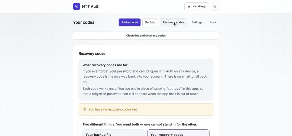 HTT Auth: what they are for — the screen at this step