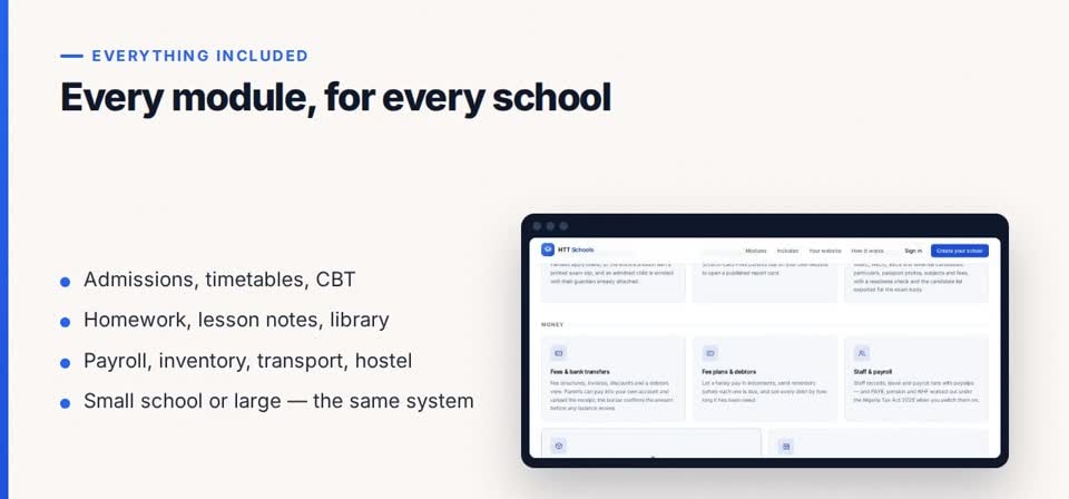 HTT Network: everything included — the screen at this step