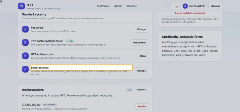 HTT Tech: email is optional — the screen at this step