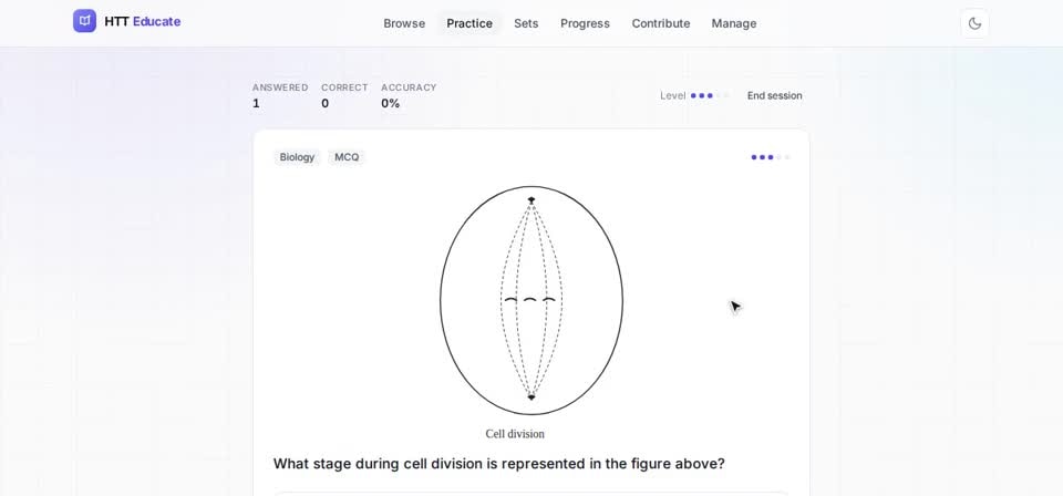 HTT Educate: adaptive — the screen at this step