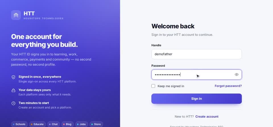 HTT Auth on screen, from the “Signing in to your inbox” training