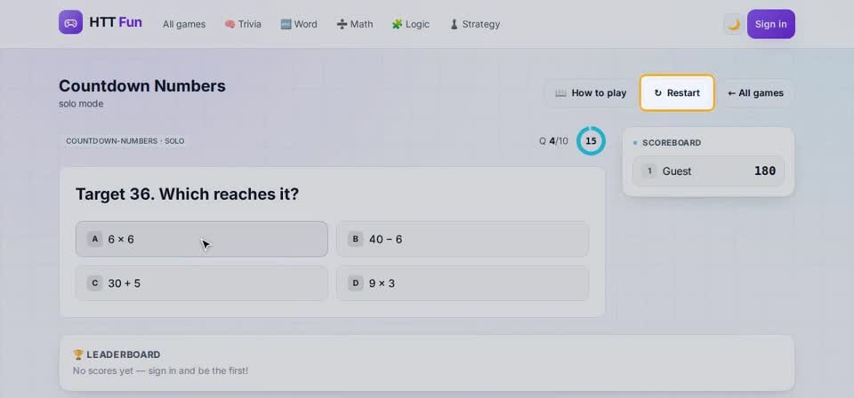 HTT Fun: restart — the screen at this step