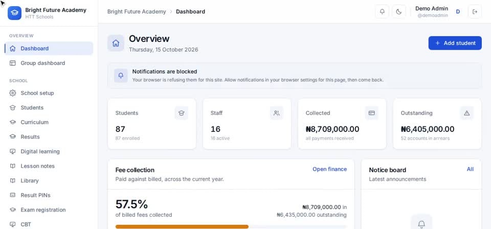 HTT Schools: payroll — the screen at this step