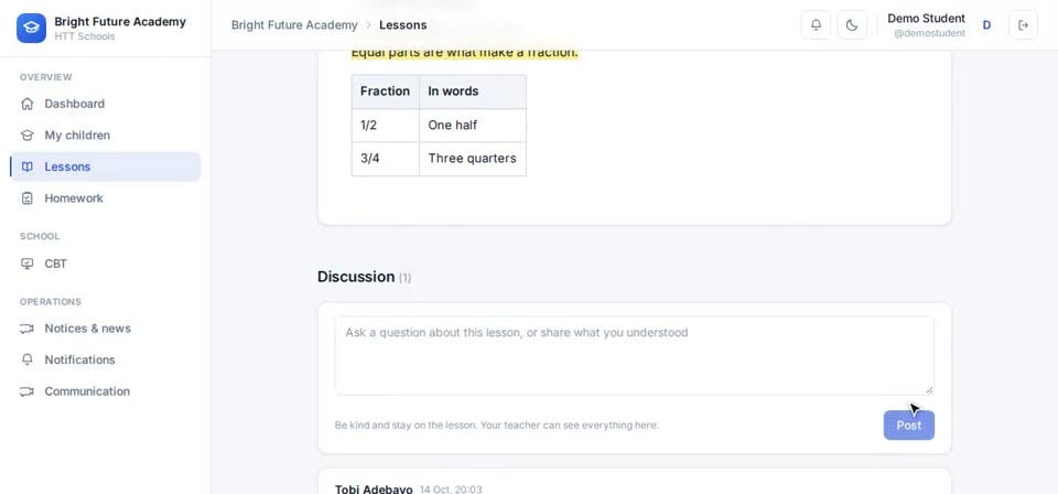 HTT Schools: ask — the screen at this step