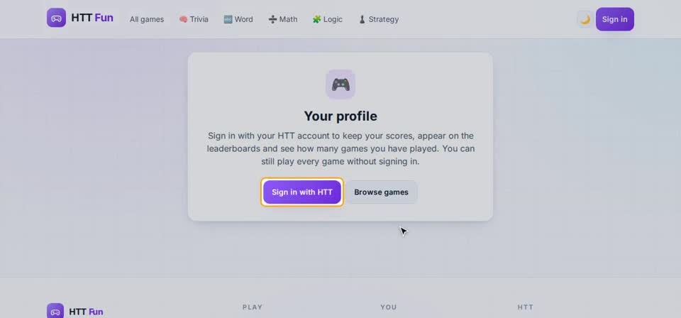 HTT Fun: sign in — the screen at this step