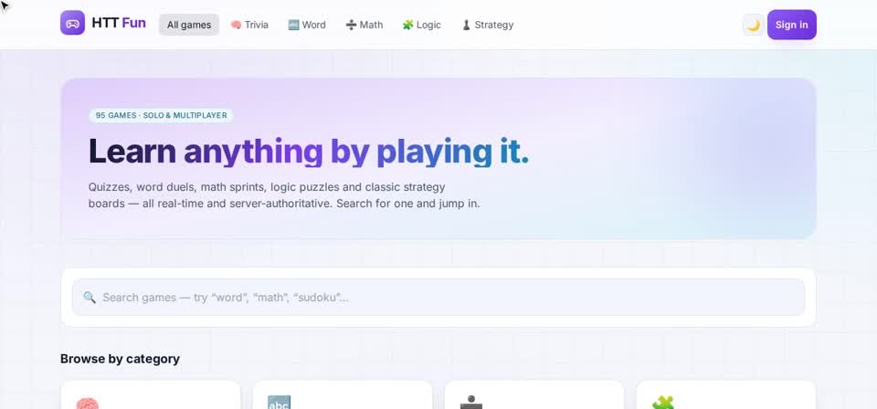 HTT Fun: home — the screen at this step