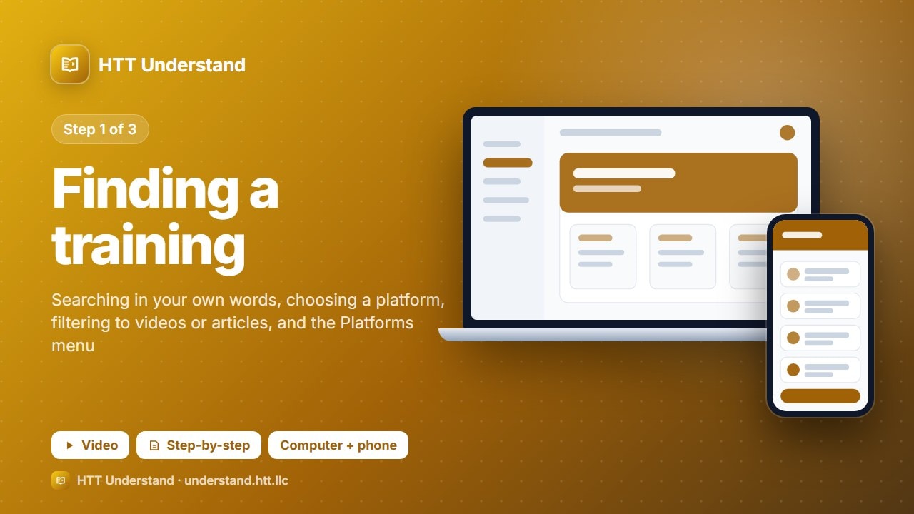 HTT Understand training, step 1: Finding a training