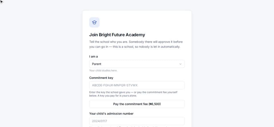 HTT Schools: the school’s address — the screen at this step