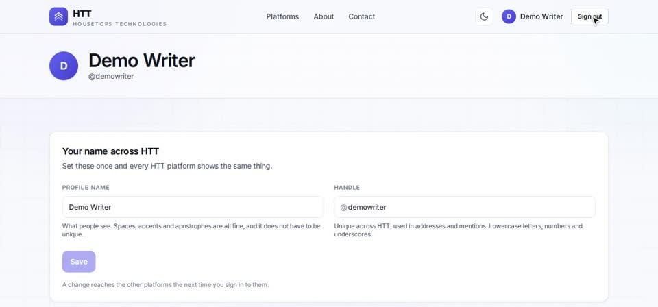 HTT Tech: your account — the screen at this step