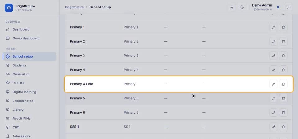 HTT Schools: in the list — the screen at this step
