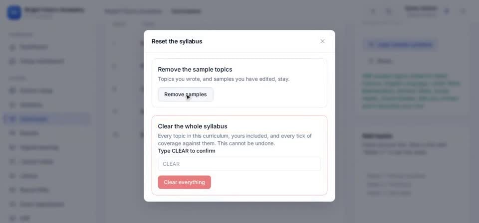 HTT Schools: reset — the screen at this step