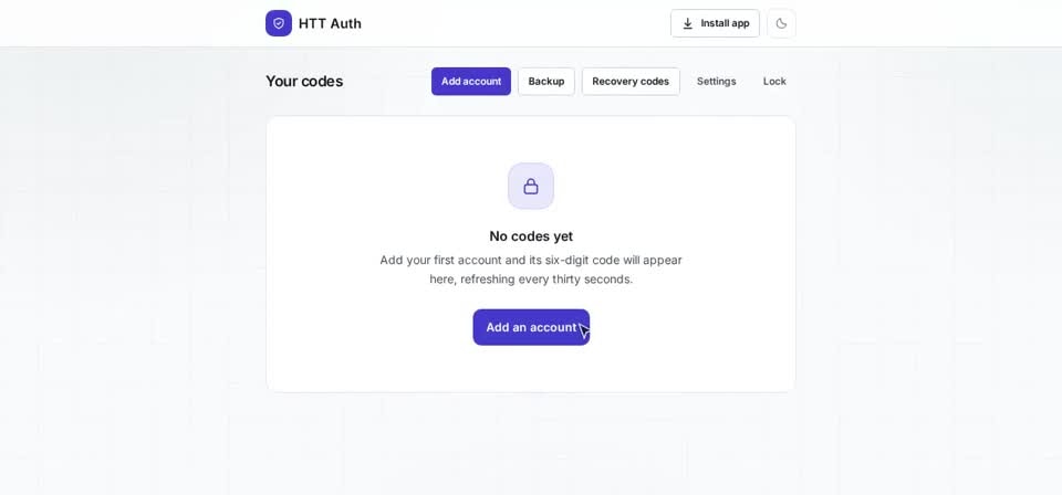 HTT Auth: open settings — the screen at this step