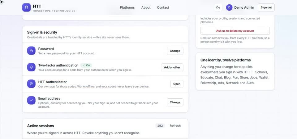 HTT Tech: htt auth — the screen at this step