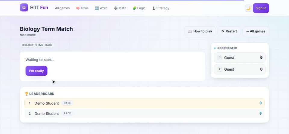 HTT Fun: race — the screen at this step