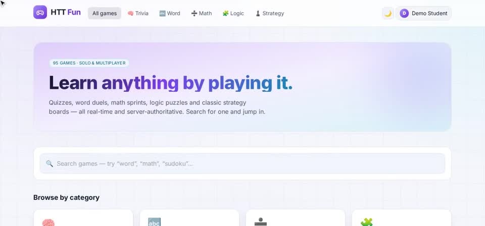 HTT Fun: signed in — the screen at this step