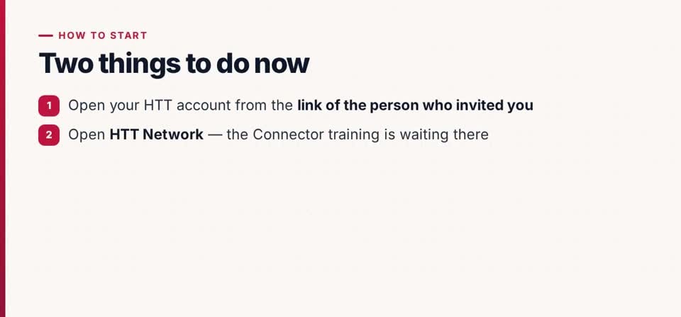HTT Network: how to start — the screen at this step