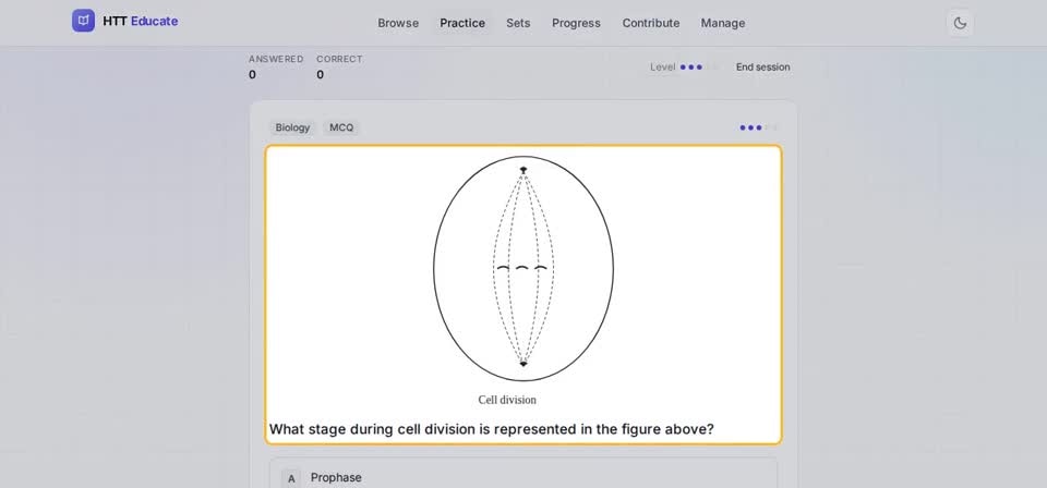HTT Educate: read the question — the screen at this step