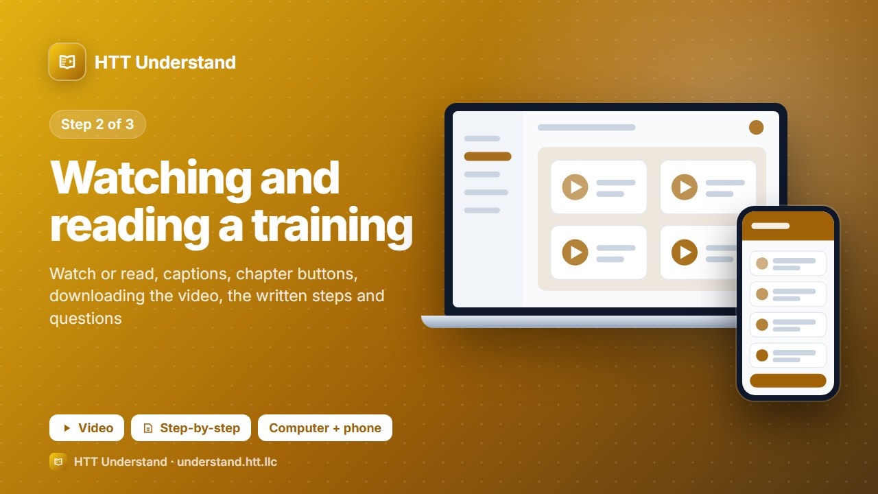 HTT Understand training, step 2: Watching and reading a training
