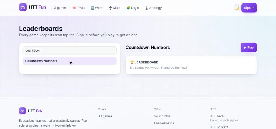 HTT Fun on screen, from the “Leaderboards and your profile” training
