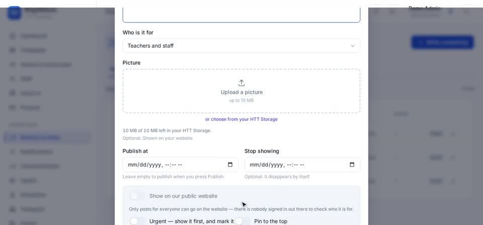 HTT Schools: who is it for — the screen at this step